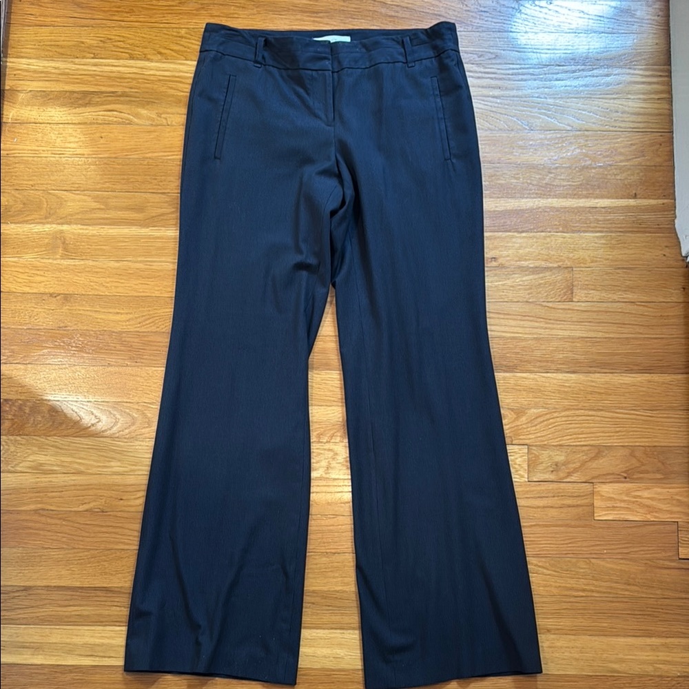 LOFT Black Trousers with Textured Pattern and Piping